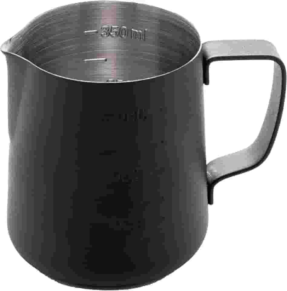 LYOR - Leiteira de Aço Inox Preta 350ml - Com Régua Medidora em Relevo