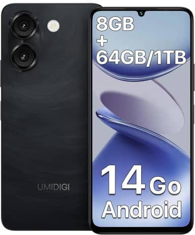 UMIDIGI Note 90A Celular Android 14 Go, 4GB+64GB, Tela HD+ de 6.75", Câmera Frontal com Reconhecimento Facial, Bateria 5000mAh