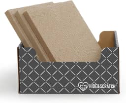 HIDE & SCRATCH Arranhador de papelão para gatos; caixa para arranhar gatos e cama com almofada de papelão dupla face recarregável para gatos em ambientes internos