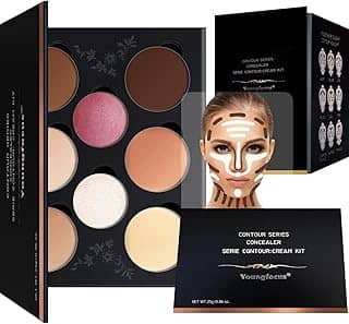 Youngfocus Base para contorno de creme cosmético, melhor base de contorno de 8 cores - kit de maquiagem realçador/paleta de corretivo - vegano, livre de crueldade e hipoalergênico - manual de