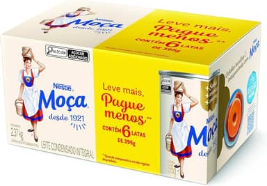 Pack Leite Condensado MOÇA Integral Lata 395g com 6 unidades
