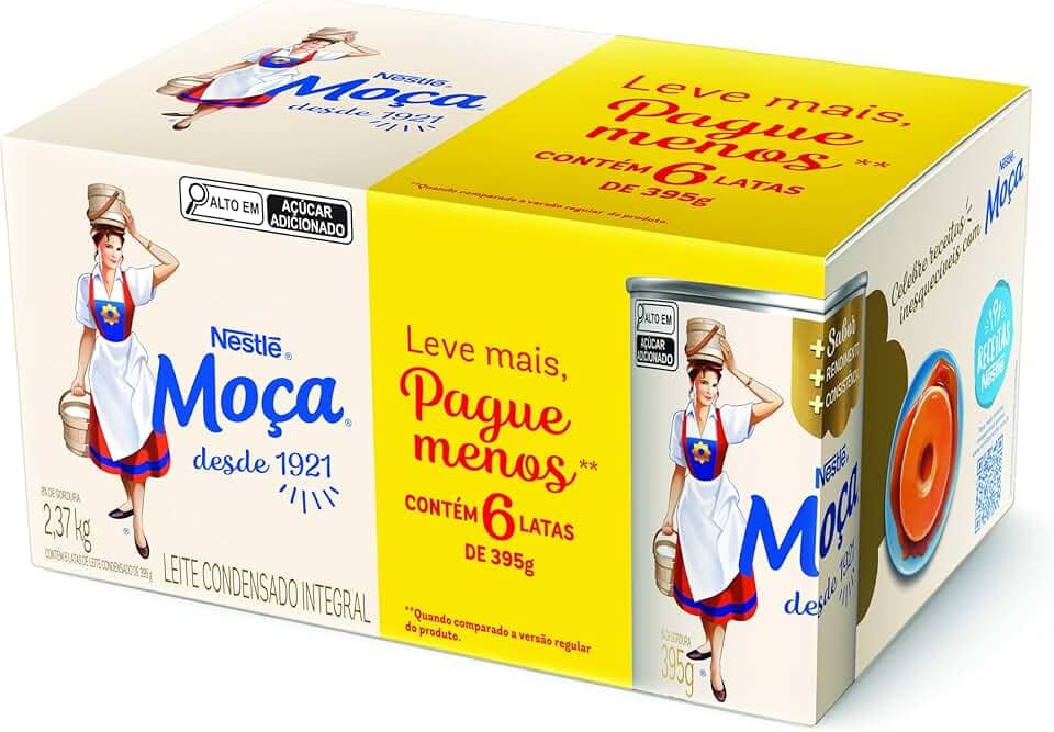 Pack Leite Condensado MOÇA Integral Lata 395g com 6 unidades