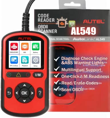 Autel Leitor De Código Autolink Al549 Com Scanner Obd2 E Ferramenta Diagnóstico Autovin, Cores Para Falhas Prontidão Im, Teste Universal Bateria Automotiva, Cobertura Aprimorada Pcm Abs, Versão Atua
