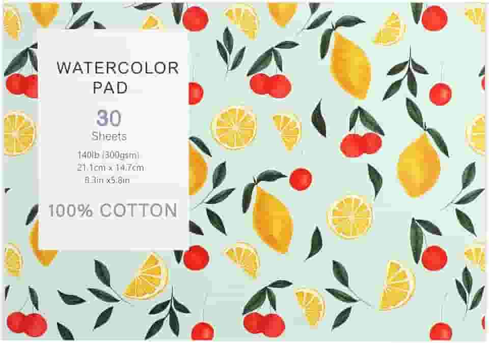 Bloco de papel aquarela com 30 folhas, papel aquarela de prensagem a frio, papel aquarela de prensagem a frio, 63,5 kg/300 g/m², almofada de cor de água rasgável, presentes de Natal para pintura artística, desenho, mídia mista, materiais de meia