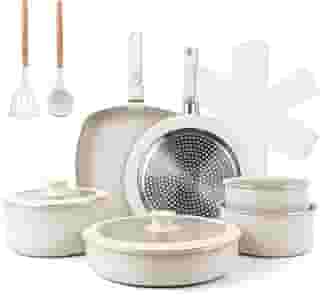 Jogo de Panelas 18 Peças, Conjunto de panelas antiaderentes Punho destacável, Conjuntos de panelas de cozinha de indução antiaderente com alça removível