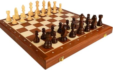 Xadrez de Madeira 40x40 Dobrável – Estojo Premium com Peças Vernizadas