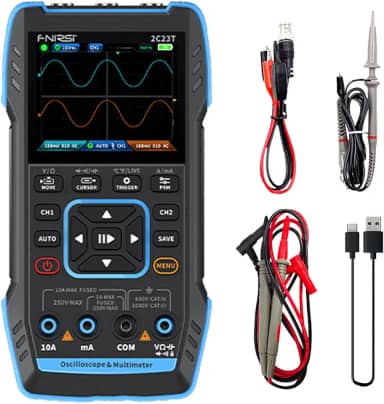 2C23T Multímetro Osciloscópio Digital Portátil + Gerador de Sinal de Função Mais recente Gerador de Sinal de Osciloscópio de Canal Duplo 3IN1 10MHZ * 2 50MS/s