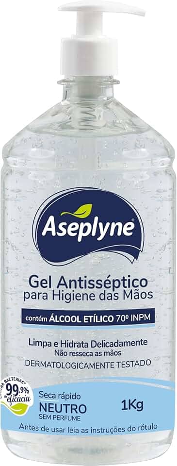 Aseplyne, Gel Antisséptico, Para Higiene das Mãos, Neutro, 1 kg, Azul