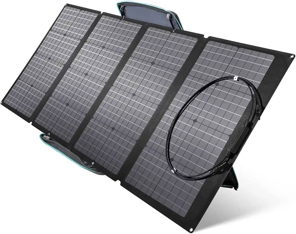 EF ECOFLOW 160W Portable Solar Panel for Power Station, Foldable Solar Charger with Adjustable Kickstand, Waterproof IP68 for Outdoor Camping RV Off Grid System