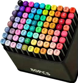 Conjunto de Canetas Marcador Permanente Canetinhas para Colorir Touch com Ponta Dupla para Desenhos Profissional e Escolar com Duas Pontas Hidrográficas com Estojo para Transporte Brashopmall® (80)