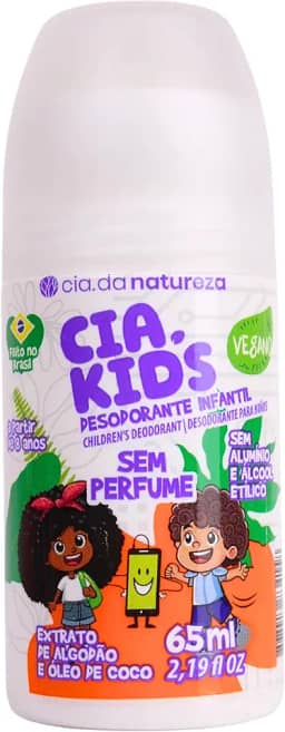 Cia Da Natureza - Desodorante Roll On Cia Da Natureza 65Ml Cia Kids Algodao S/Perfume