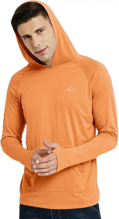 Camiseta masculina com capuz FPS 50+ proteção solar manga longa Rash Guard Pesca FPS Outdoor UV bolso leve