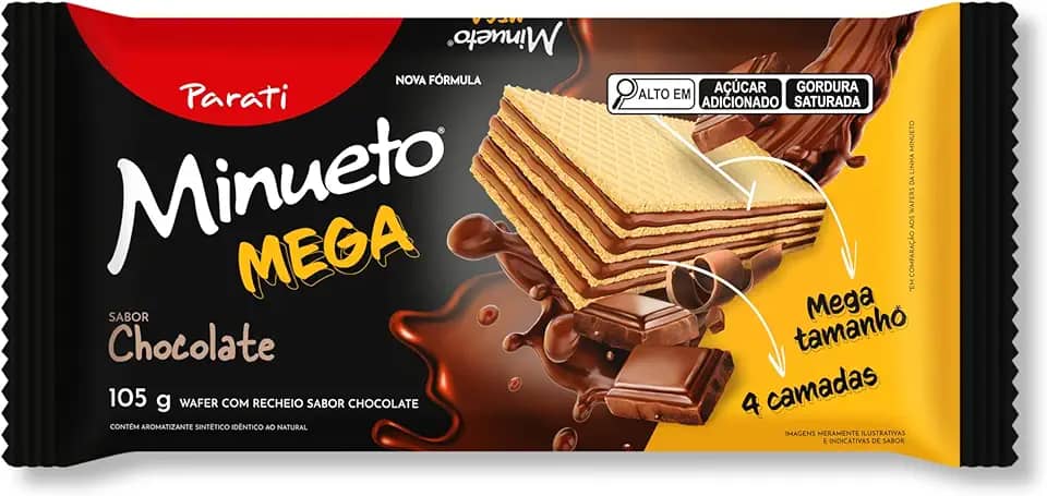 Biscoito Wafer Parati® Minueto® Mega sabor Chocolate 105g