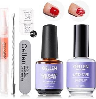 Gellen Kit Removedor de Esmalte Em Gel - Removedor de Esmalte Em Gel com Fita de Látex Descasca Líquido e Ferramentas de Manicure, Removedor de Esmalte Em Gel Rápido e Fácil Em 2 A 5 Minutos, Sem Danificar As Unhas