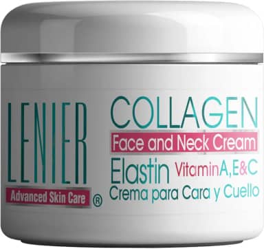 Lenier Creme facial de colágeno e elastina – hidratante antienvelhecimento com vitaminas A, C e E | hidrata, firma e reduz rugas | Para rosto e pescoço | 103 ml