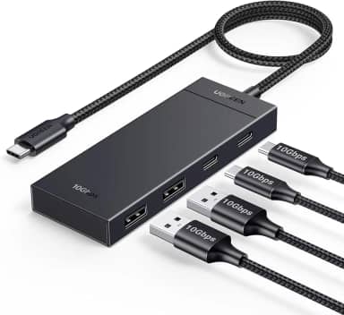 UGREEN Hub USB C, Adaptador 4 em 1 com 2 USB-C 3.2 e 2 USB-A 3.2 de 10 Gbps, Divisor de 4 Portas, Compatível com MacBook Pro/Air, iPad Pro, iPhone 15/15 Pro Max, Surface, PC, Laptop e Muito Mais