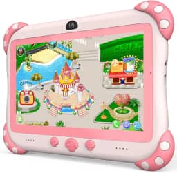 Tablet infantil de 7 polegadas para crianças, WiFi, tablets infantis 32G, Android 10, câmera dupla, jogos educativos, controle parental, tablet infantil com software infantil pré-instalado à prova de
