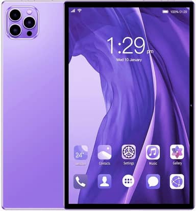 Tablet V62 10.1" FHD Android 12, MTK6797, Câmera 24MP, Bateria 8000mAh – Modelos com 6GB, 8GB, 12GB RAM e até 512GB – Sem Marca – Com Tela Full HD (Lilas, 6+128)