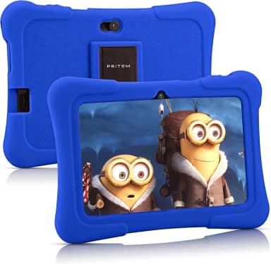 PRITOM Tablet infantil de 7 polegadas com capa, tablet Quad Core Android 13, 32 GB de ROM, WiFi, Bluetooth, câmera dupla, educação, jogos, controle parental, software infantil pré-instalado