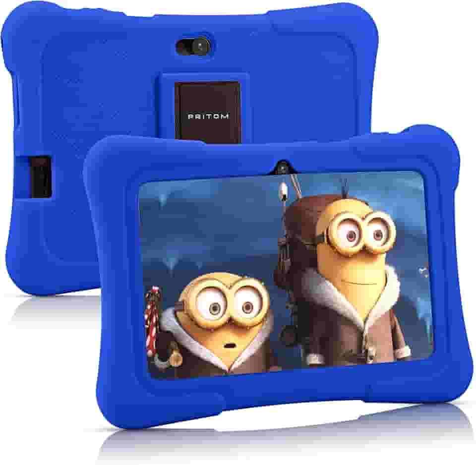 PRITOM Tablet infantil de 7 polegadas com capa, tablet Quad Core Android 13, 32 GB de ROM, WiFi, Bluetooth, câmera dupla, educação, jogos, controle parental, software infantil pré-instalado