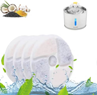 4PCS Filtros para bebedouros de gatos Filtro de carbono para bebedouro, filtro de bebedouro de círculo removível e reutilizável para bebedouro profissional ativado