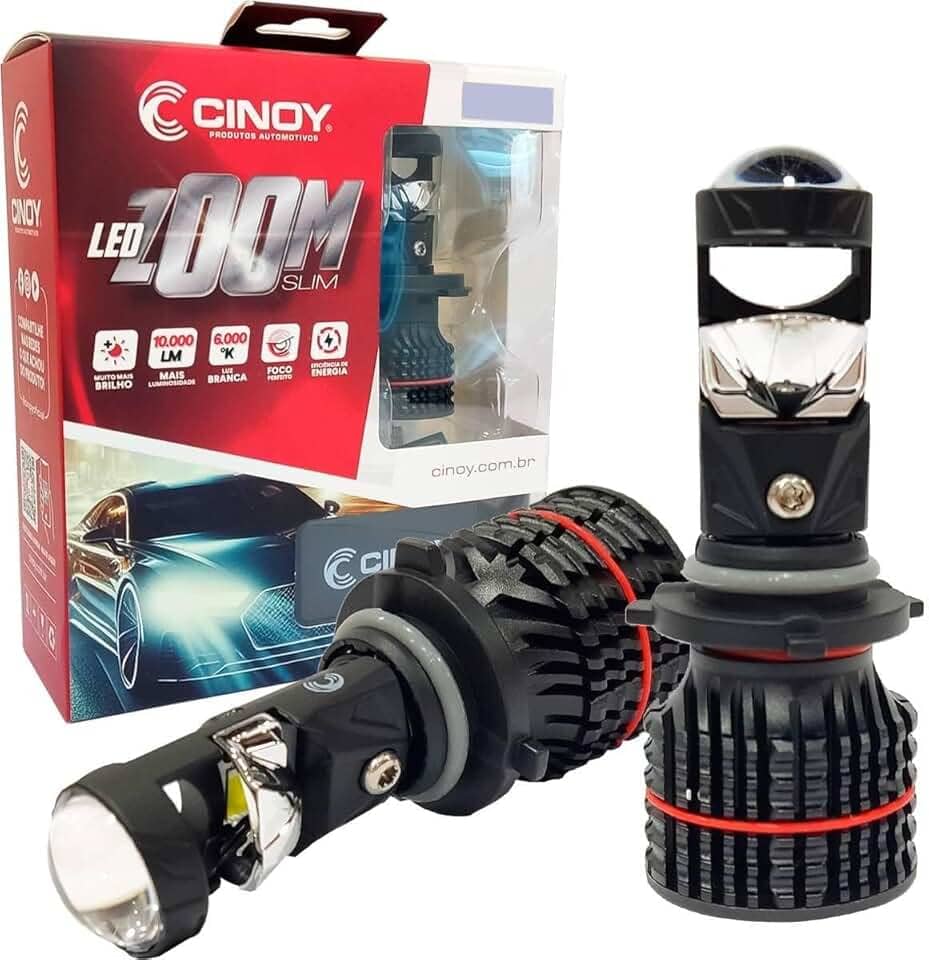 Lâmpada Led HB3 HB4 Mini Projetor Zoom Slim 6000K 10000Lm 12V 24V