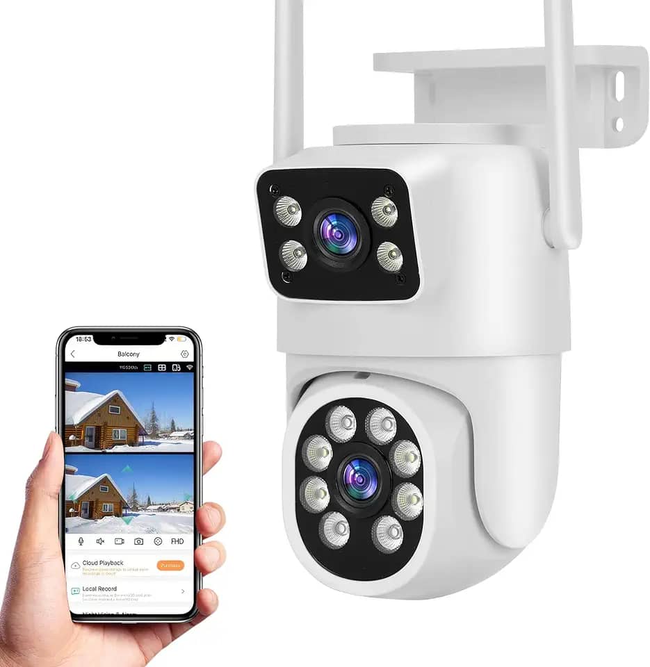 Câmera de Segurança, Wifi 1080p 360° Full Hd Ip Prova D'áGua Infravermelho Ao Ar Livre Hd VisãO Noturna Pode DiáLogo HC0T256