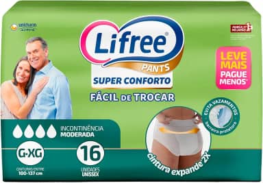 Lifree Fralda Geriátrica Tipo Calça Super Conforto G/Xg 16 Unidades