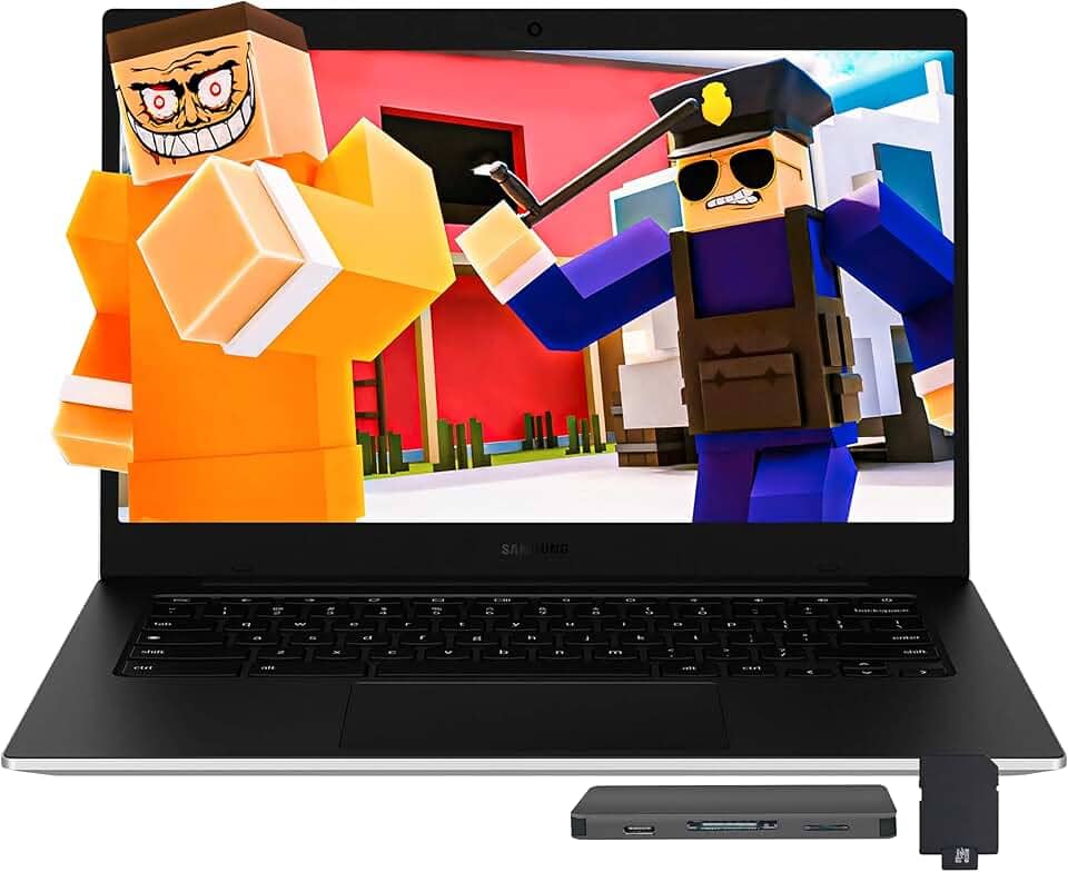 SAMSUNG Galaxy Chromebook Go de 14 polegadas, Intel Celeron N4500, 4 GB LPDDR4X, 288 GB de armazenamento (128 GB eMMC 160 GB de estação de ancoragem), Intel UHD Graphics, bateria de longa duração
