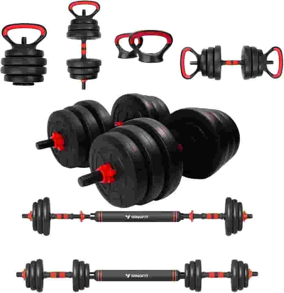 Barra Anilha Halter Kettlebell Kit Musculação Completo - 40kg