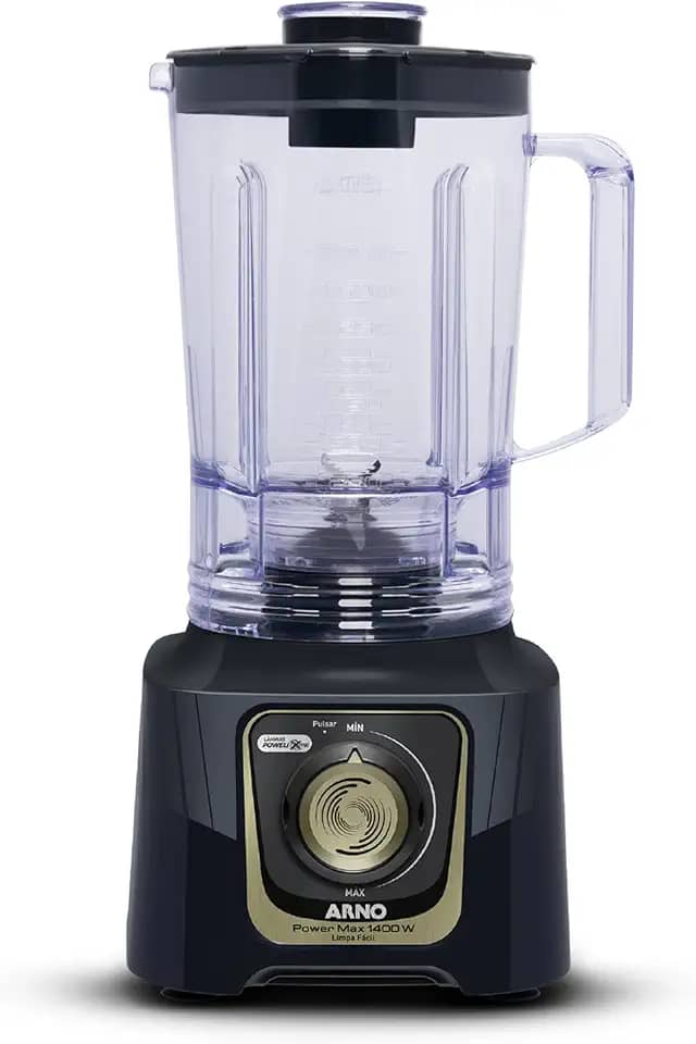 Liquidificador Arno Powermax Autolock 1400W LN82, Cinza Chumbo, com 6 Lâminas Powelix Pro, Tecnologia Anti Vazamento, Comfort Control e Limpeza Fácil, 220V
