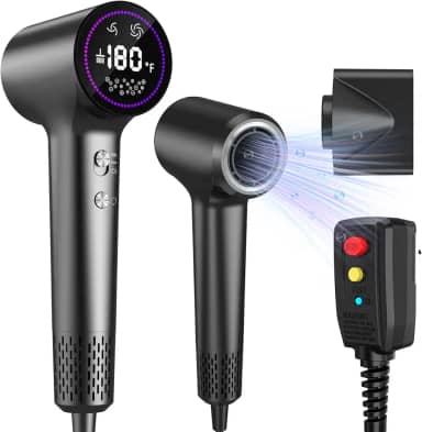 HOTLIFE Secador De Cabelo, Secador De Cabelo Iônico Para Mulheres/Homens, Secador De Cabelo Profissional De Alta Velocidade Com Tela Hd De 110.000 Rpm, Secador De Cabelo De Ar Frio E Quente De Secag