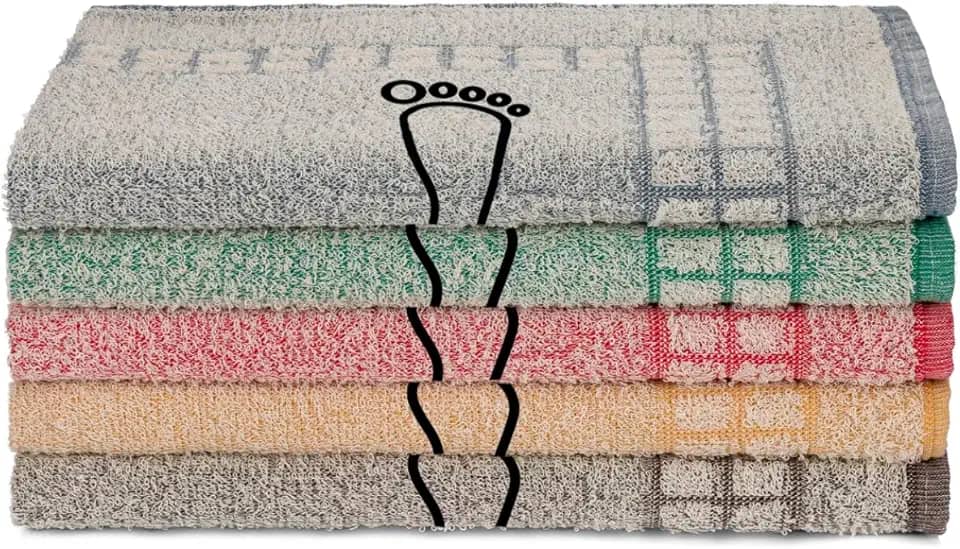 Kit 05 Tapete Para Banheiro Atoalhado 100% Algodão Felpudo 45x65cm Saída de Box Alta Absorção - Sortido