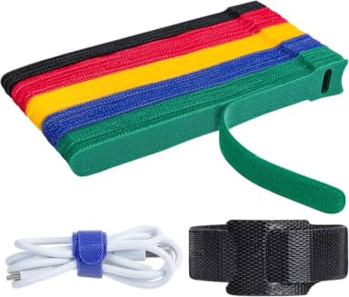 Attmu 60 peças de abraçadeiras de cabo de fixação reutilizáveis, alças ajustáveis de gerenciamento de cabos de 15 cm com gancho e laço, laços de fio organizadores de fio de pano de