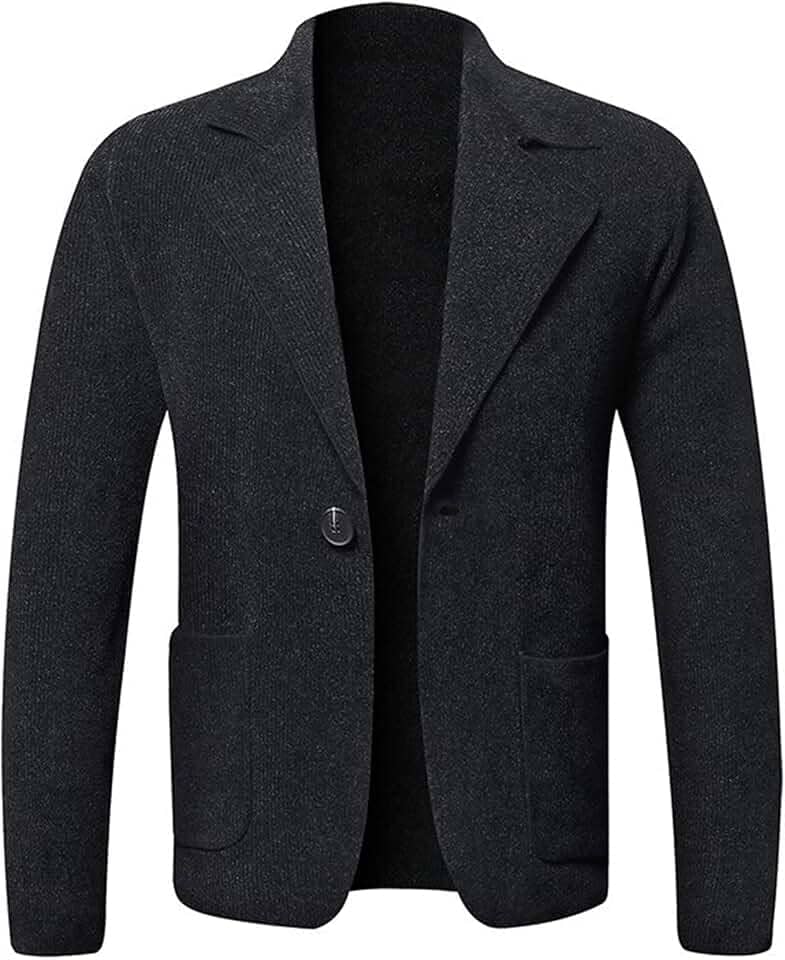 Blazer cardigã masculino de cor sólida, casual, solto