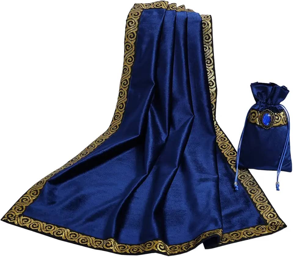 BLESSUME Wicca Toalha de mesa quadrada de tarô para leitura com bolsa de cartão 62 x 62 cm (azul 2)
