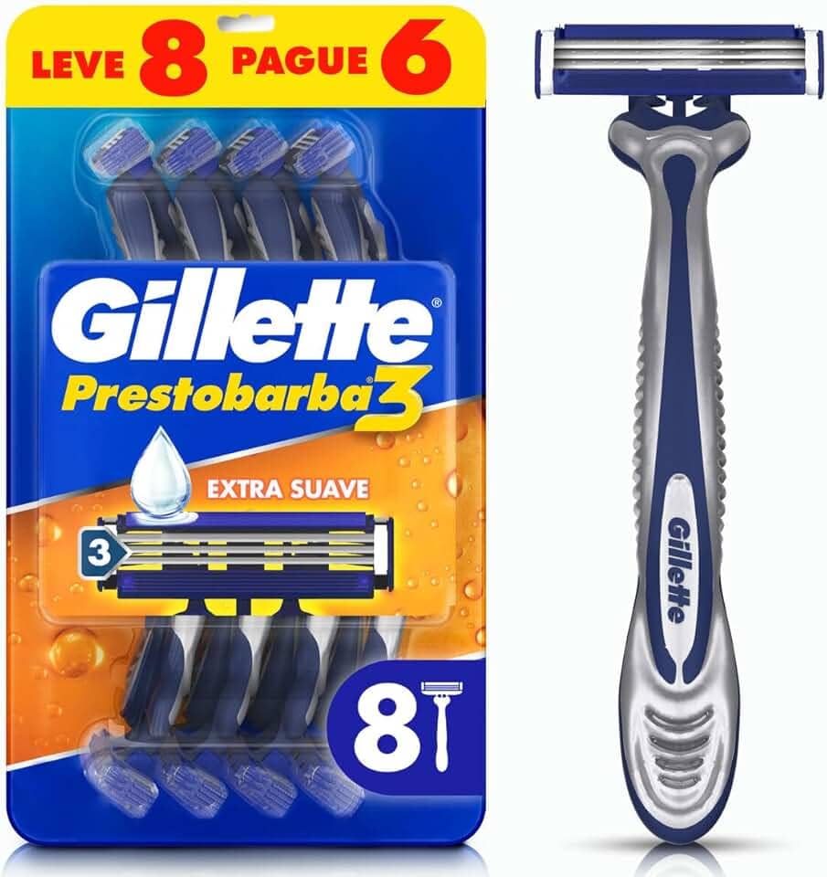 Aparelho de Barbear Descartável Gillette Prestobarba3 Leve 8 Pague 6