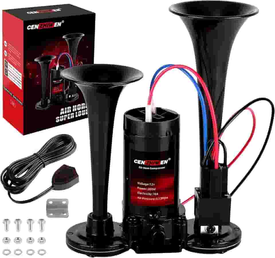 Cenzhiwen Buzina de ar para caminhões, kit de buzina de trem super alto de 150 dB com compressor de ar de 12 V, buzina de carro - ajuste universal para qualquer SUV de 12 V, caminhões, caminhões