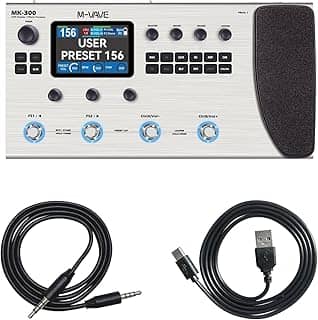 M-VAVE MK-300 Processador de Efeitos para Guitarra - Modelagem Neural 120 AMP/360 FX, Bateria 10h, Looper 300s, MIDI e Compatível com Kemper/Axe-FX (Preto)
