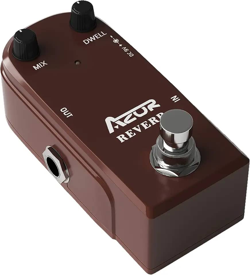 AZOR Pedal de efeito de guitarra AP311 Spring Reverb com capa de liga de alumínio True Bypass