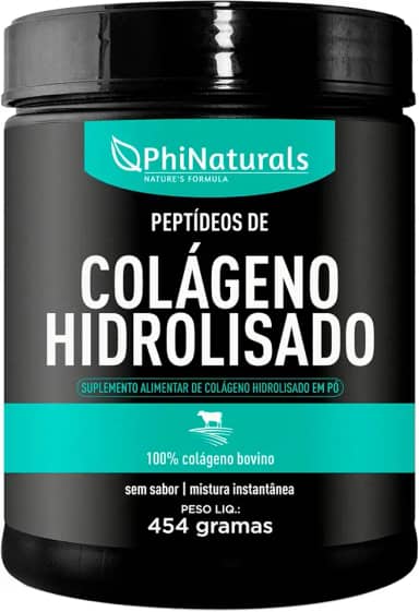 Colágeno Hidrolisado em Pó PhiNaturals - 454 gramas - 45 dias - Pó Sem Sabor - Peptídeos de Colageno