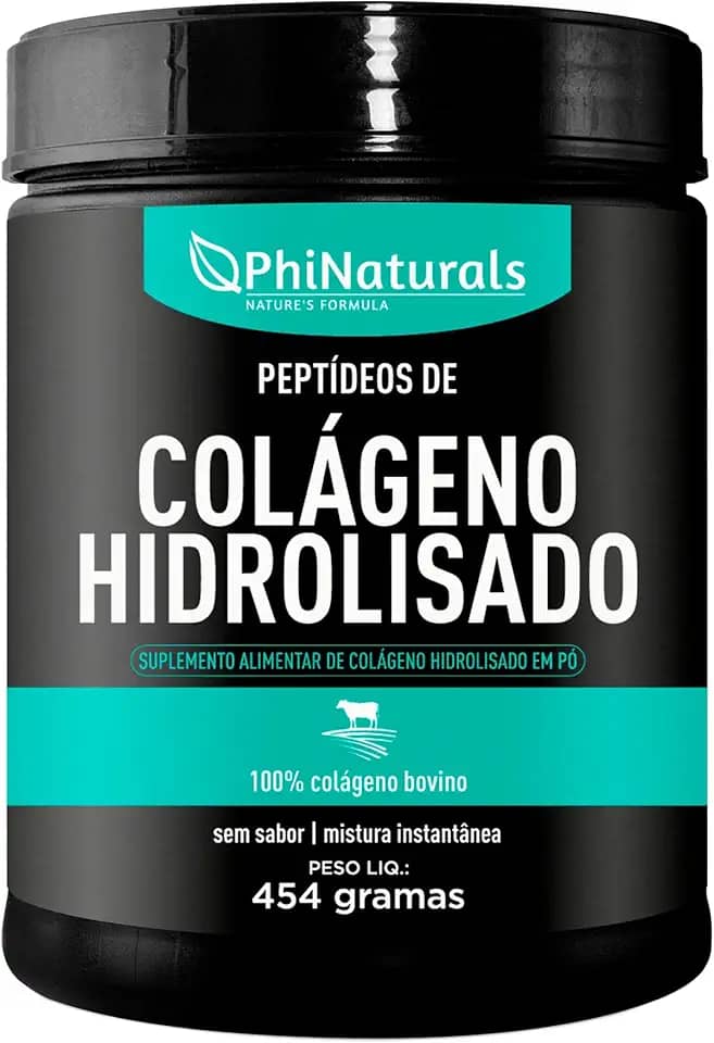 Colágeno Hidrolisado em Pó PhiNaturals - 454 gramas - 45 dias - Pó Sem Sabor - Peptídeos de Colageno