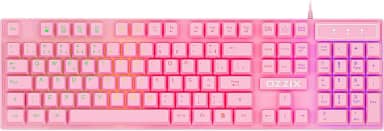Teclado Gamer Rosa RGB LED Profissional ABNT2 Semi-Mecânico Ergonômico Fofinho Feminino Presente Precision Ozzix