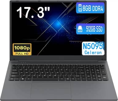MTWZMM Laptop de 17 polegadas, 8 GB RAM 512 SSD, tela FHD 1920 x 1080 de 17,3 polegadas, Celeron N5095 (até 2,9 GHz), Win 11, WiFi 5, Bluetooth 5.0, USB 3.0, webcam, HDMI, para estudantes e negócios