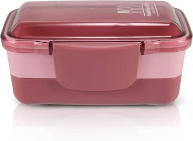 Marmita 2 Divisorias Vasilha Esquenta Fitness Congelar Pote Cor:Rosa