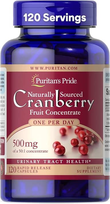 Cranberry Extrato 500mg (Equivalente a 25,000mg) Puritans Pride - 120 Cápsulas