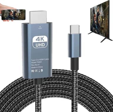 Cabo adaptador HDMI USB tipo C MHL trançado 4K HD conversor de vídeo HDTV para espelhamento para projetor, monitor, TV, compatível com laptop HP, MacBook, Samsung Note 9, 20 Plus, Galaxy S20, S21,