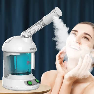 KINLITO Vaporizador Facial - Vaporizador de Ozônio com Braço Giratório de 360 ° - Tempo de Vapor de 40 Minutos - Umidificador - Desobstrui Os Poros - Cravos - Vaporizador Facial Portátil para Uso de Cuidados Pessoais Em Casa Ou Salão de Beleza, Branco