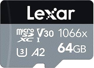 Lexar Cartão de Memória 1066x micro SD 64GB - 160MB/s Leitura, 70MB/s Escrita, C10, U3, V30, A2 - Silver