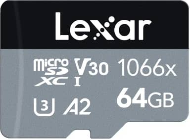 Lexar Cartão de Memória 1066x micro SD 64GB - 160MB/s Leitura, 70MB/s Escrita, C10, U3, V30, A2 - Silver